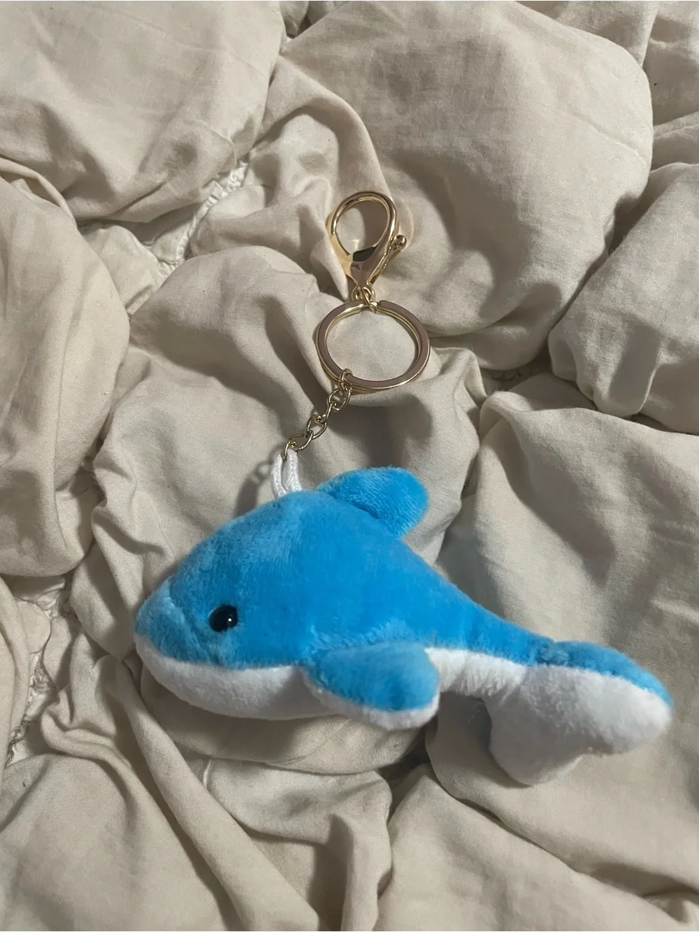 Free People Blue Plush Dolphin Bag Charm